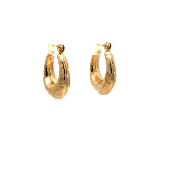 14K Yellow Gold Hammered Hoop Earrings Image 2 Van Adams Jewelers Snellville, GA
