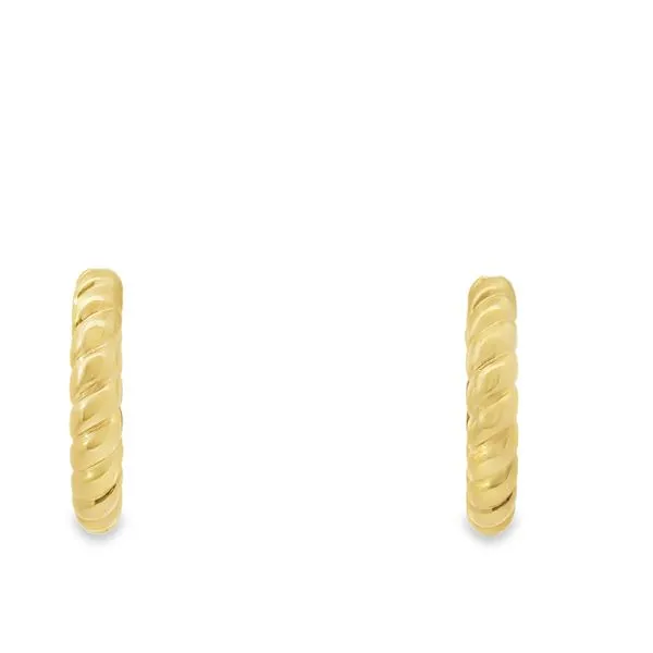 14K Yellow Gold Shrimp Hoop Earrings Image 2 Van Adams Jewelers Snellville, GA