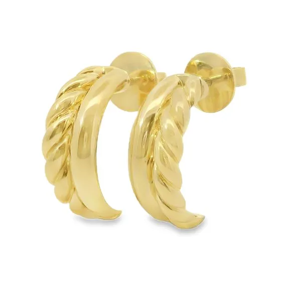 14K Yellow Gold Double Row Shrimp Earrings Image 2 Van Adams Jewelers Snellville, GA