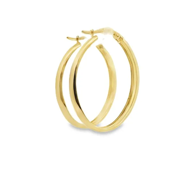 14K Yellow Gold Oval Hoop Earrings Image 2 Van Adams Jewelers Snellville, GA