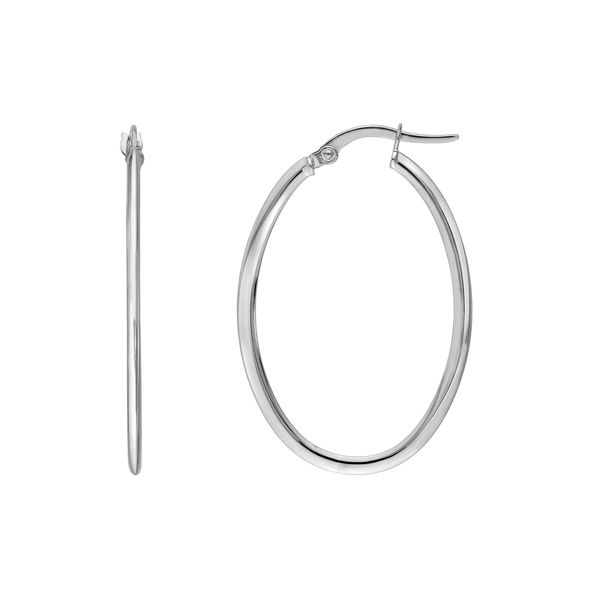14K White Gold Knife Edge Hoops Van Adams Jewelers Snellville, GA