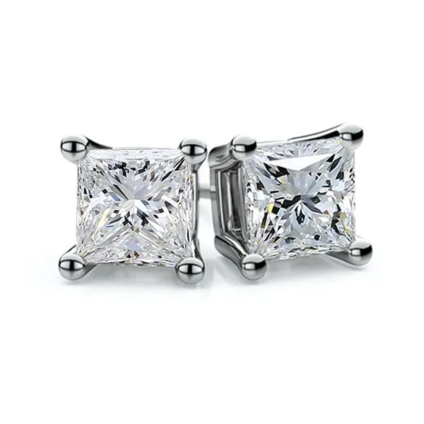 2 CT Lab Grown Diamond Princess Cut Earrings Van Adams Jewelers Snellville, GA