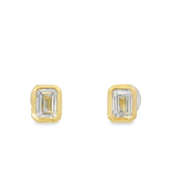 14K Bezel Set Lab Grwon Diamond Earrings Van Adams Jewelers Snellville, GA