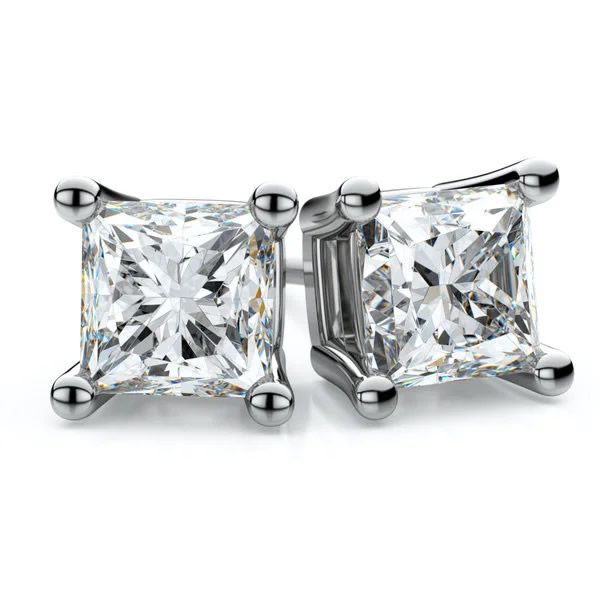 2 Carat Princess Cut Lab Grown Diamond Stud Earrings Van Adams Jewelers Snellville, GA
