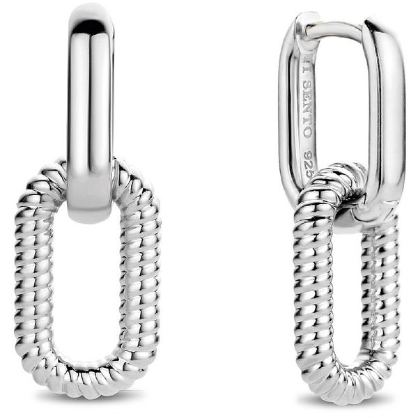 TiSento Silver Chain Link Earrings Van Adams Jewelers Snellville, GA