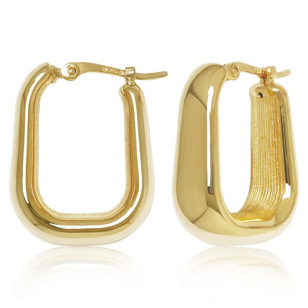 Sterling Silver Yellow Gold Vermeil Tapered Square Hoop Earrings Van Adams Jewelers Snellville, GA