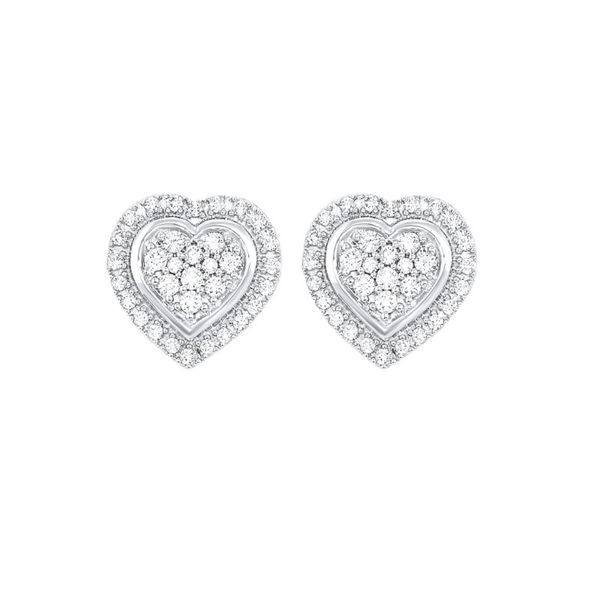 Silver Heart Shaped Diamond Earrings Van Adams Jewelers Snellville, GA