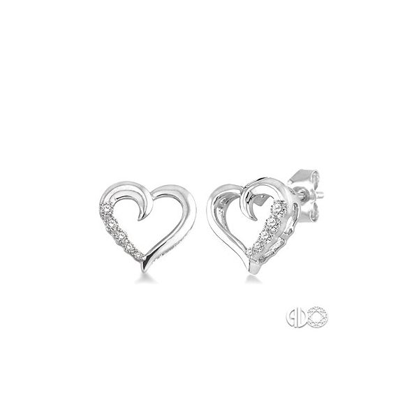 Silver and Diamond Heart Earrings Van Adams Jewelers Snellville, GA