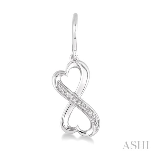 Silver Infinity Heart Shape Diamond Earrings Image 2 Van Adams Jewelers Snellville, GA