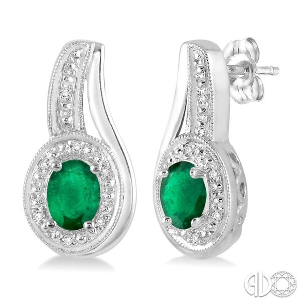 Oval Shape Silver Gemstone & Diamond Earrings Van Adams Jewelers Snellville, GA