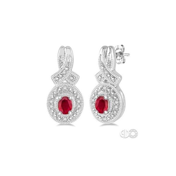 Sterling Silver Ruby and Diamond Earrings Van Adams Jewelers Snellville, GA