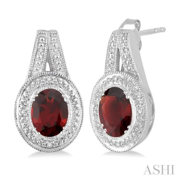 Oval Shape Silver Gemstone & Diamond Earrings Van Adams Jewelers Snellville, GA