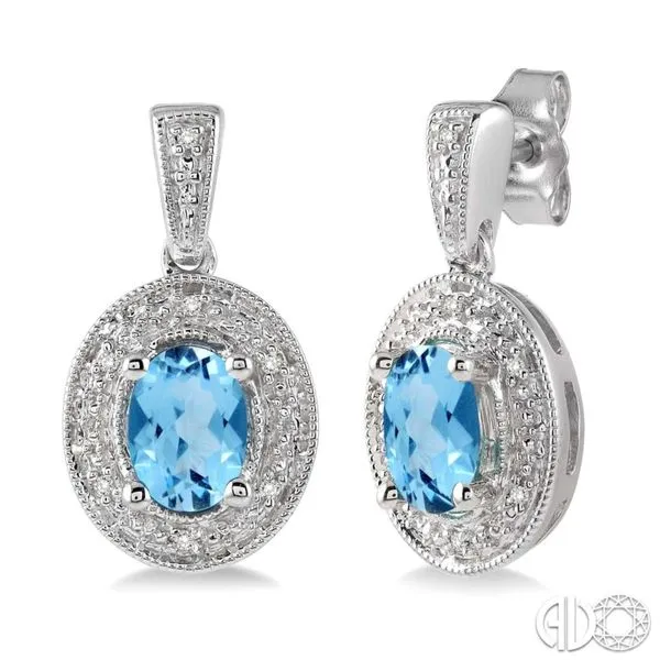 Oval Shape Silver Gemstone & Diamond Earrings Van Adams Jewelers Snellville, GA