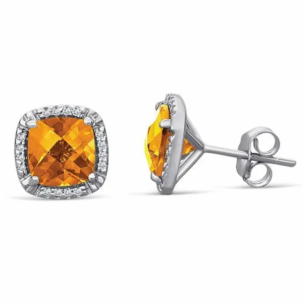 Sterling Silver Citrine and Diamond Earrings Van Adams Jewelers Snellville, GA