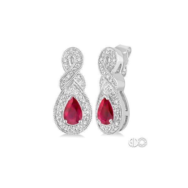 Pear Shape Silver Gemstone & Diamond Earrings Van Adams Jewelers Snellville, GA