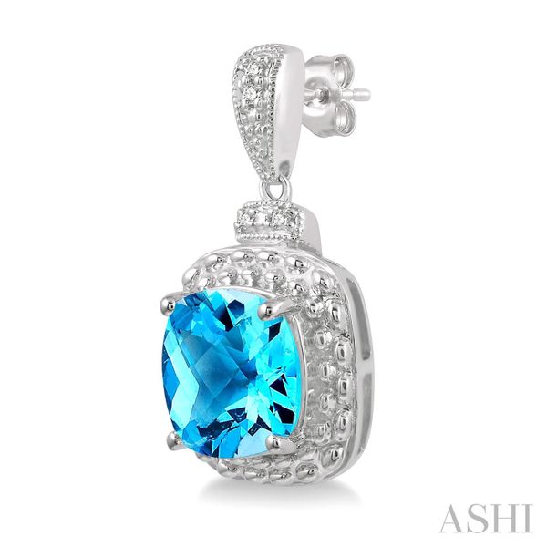 Silver Gemstone & Diamond Earrings Image 3 Van Adams Jewelers Snellville, GA