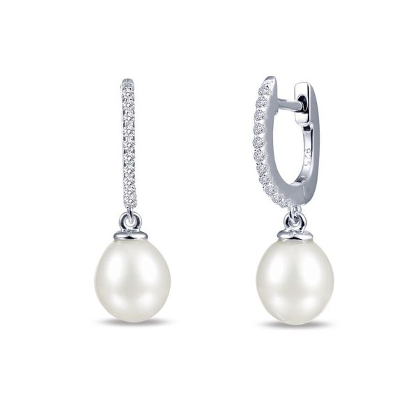 Lafonn Sterling Silver Drop Pearl Earrings Van Adams Jewelers Snellville, GA