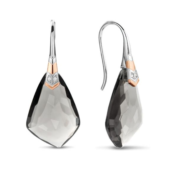 TiSento Silver Earrings accented with Rose Gold featuring Grey Stones Van Adams Jewelers Snellville, GA