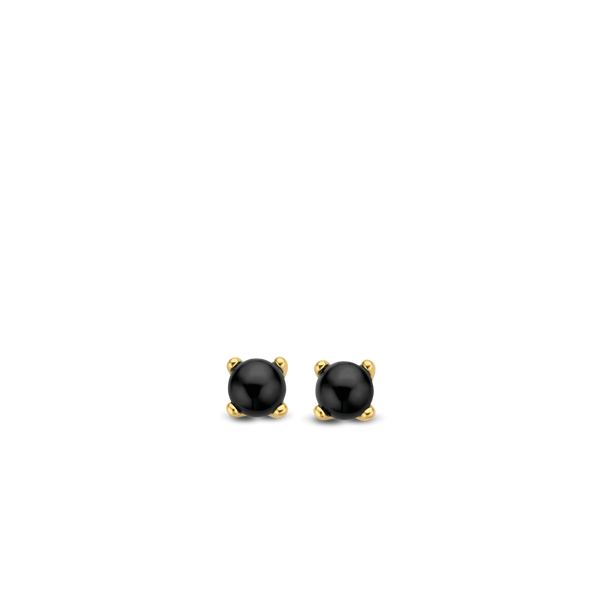 TiSento Silver and Gold Black Onyx studs Van Adams Jewelers Snellville, GA