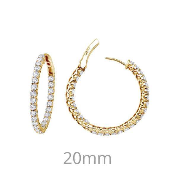 Lafonn Yellow Gold Plated Sterling Silver Diamond Hoop Earrings Van Adams Jewelers Snellville, GA