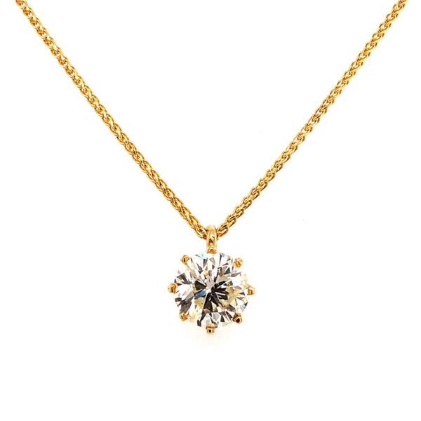 14K Yellow Gold Diamond Solitaire Pendant Van Adams Jewelers Snellville, GA