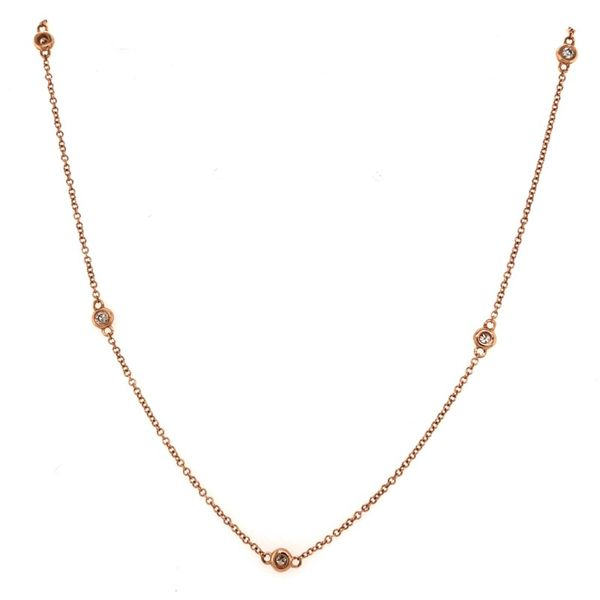 14K Rose Gold Diamond Station Necklace Van Adams Jewelers Snellville, GA