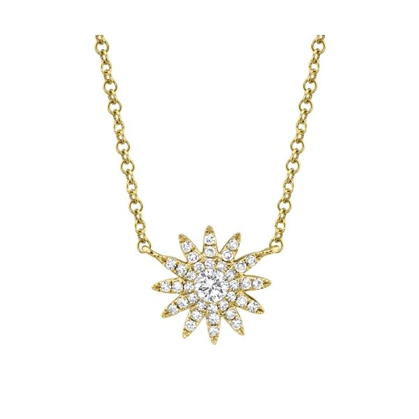 Shy Creation 14K Yellow Gold Diamond Starburst Pendant Van Adams Jewelers Snellville, GA