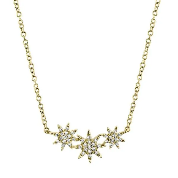 Shy Creation 14K Yellow Gold Diamond Star Necklace Van Adams Jewelers Snellville, GA