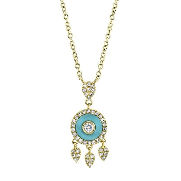 Shy Creation 14K Yellow Gold Turquoise Necklace Van Adams Jewelers Snellville, GA