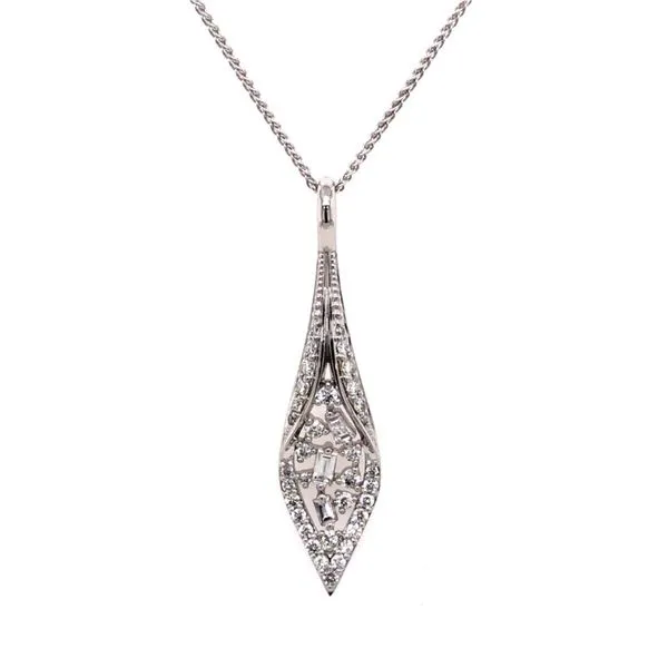 Van Adam's Collection 14K White Gold Diamond Baguette Pendant Van Adams Jewelers Snellville, GA