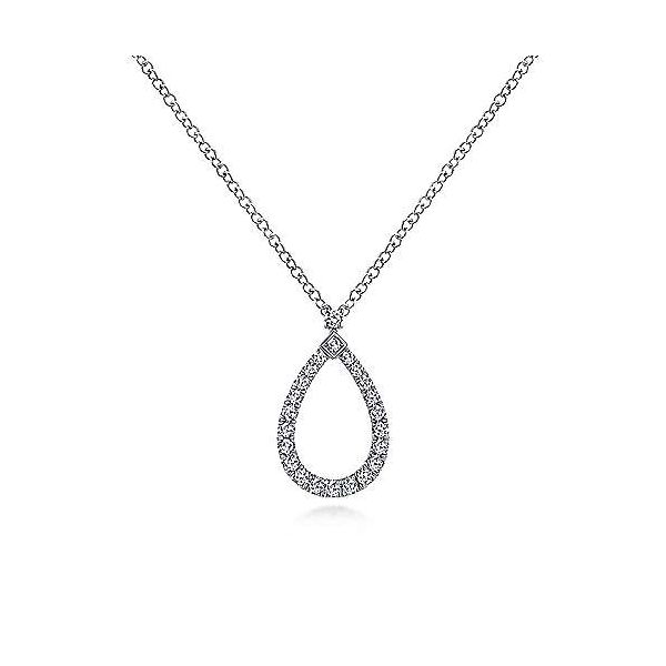 14K White Gold Teardrop Diamond Pendant Necklace Van Adams Jewelers Snellville, GA