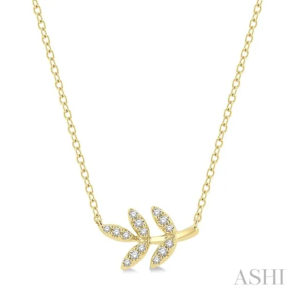 Leaf Petite Diamond Fashion Pendant Image 3 Van Adams Jewelers Snellville, GA