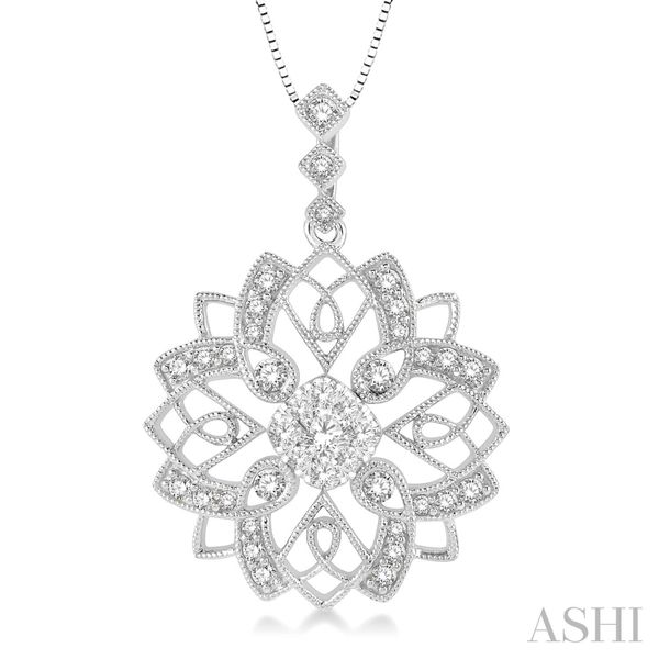 Lovebright Floral Lattice Diamond Pendant Image 3 Van Adams Jewelers Snellville, GA