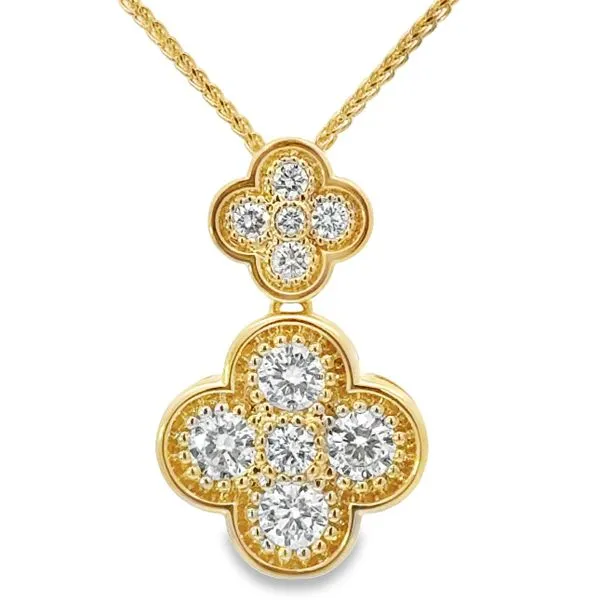 Yellow 14 Karat Diamond Clover Necklace Van Adams Jewelers Snellville, GA