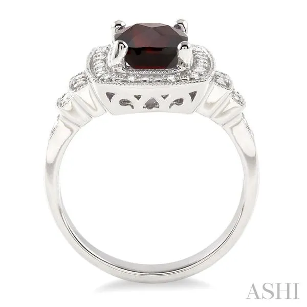 Silver Cushion Shape Gemstone & Diamond Ring Image 3 Van Adams Jewelers Snellville, GA