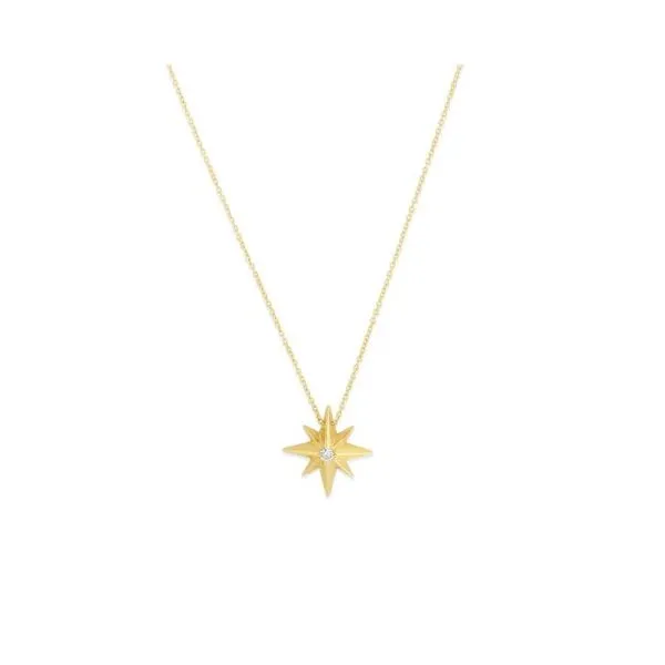 14K Yellow Gold Diamond North Star Necklace with Lobster Clasp. Van Adams Jewelers Snellville, GA