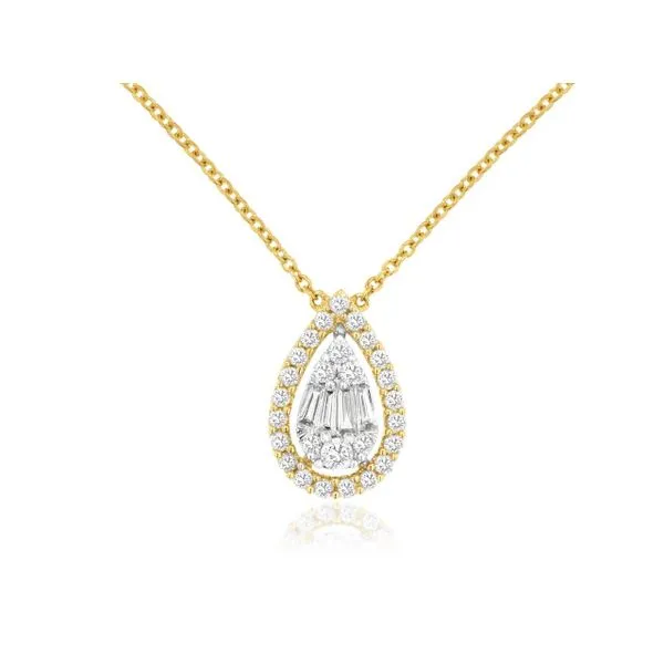 Baguette and Round Pear Shaped Diamond Necklace Van Adams Jewelers Snellville, GA