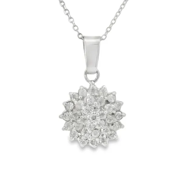 Diamond Cluster Necklace Image 2 Van Adams Jewelers Snellville, GA