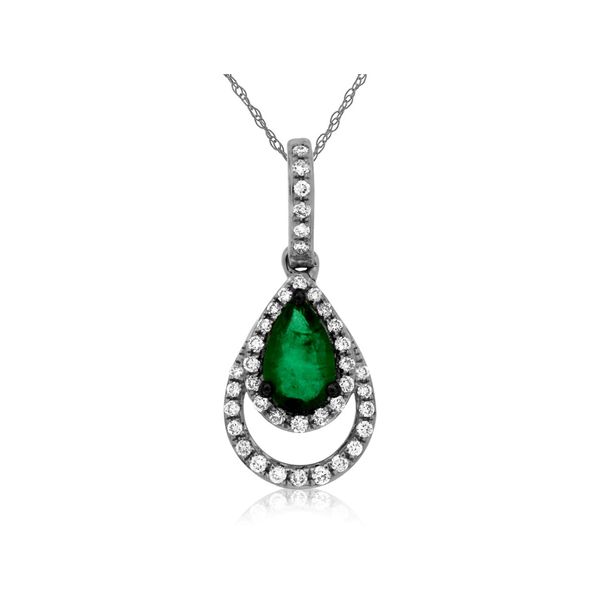 14K White Gold Emerald and Diamond Pendant Van Adams Jewelers Snellville, GA