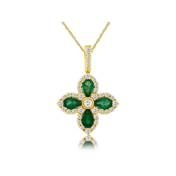Emerald and Diamond Flower Necklace Van Adams Jewelers Snellville, GA