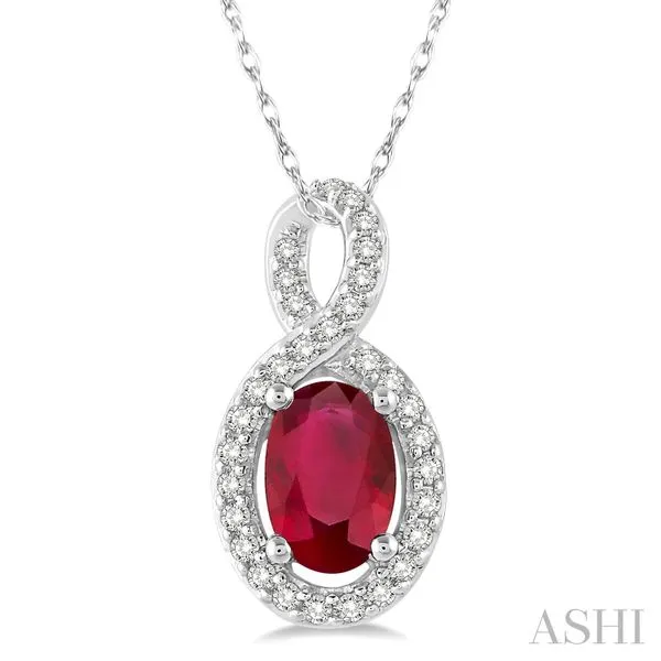 Oval Shape Gemstone & Halo Diamond Pendant Van Adams Jewelers Snellville, GA