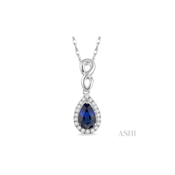 Natural Sapphire and Diamond Pear Shape Necklace Van Adams Jewelers Snellville, GA