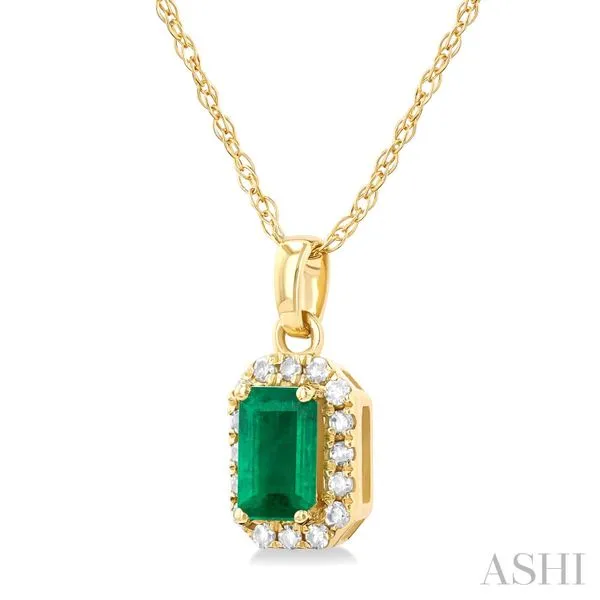 Gemstone & Halo Diamond Pendant Image 2 Van Adams Jewelers Snellville, GA
