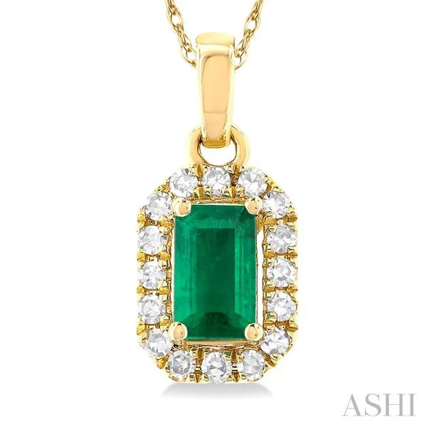 Gemstone & Halo Diamond Pendant Image 3 Van Adams Jewelers Snellville, GA