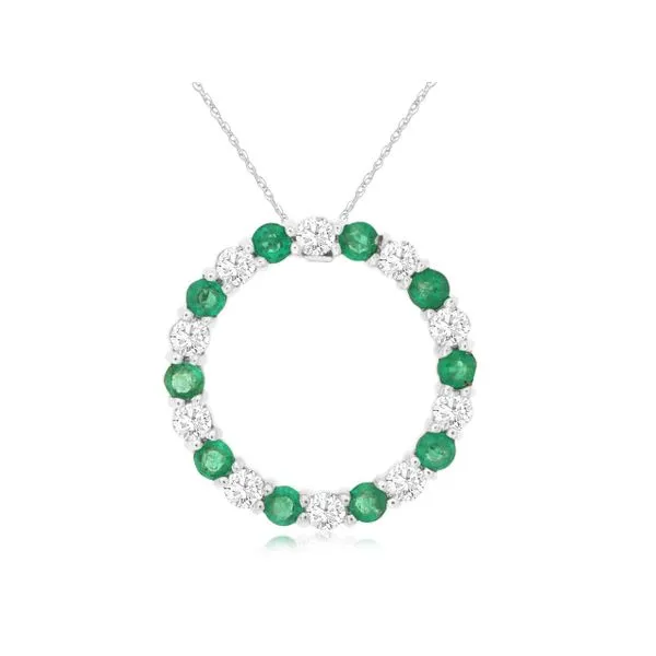 EMERALD AND DIAMOND CIRCLE NECKLACE Van Adams Jewelers Snellville, GA