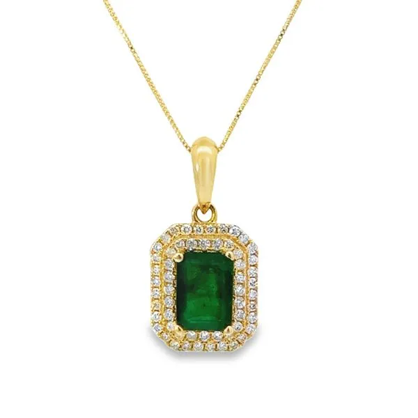 14KT YELLOW GOLD EMERALD AND DIAMOND NECKLACE Van Adams Jewelers Snellville, GA