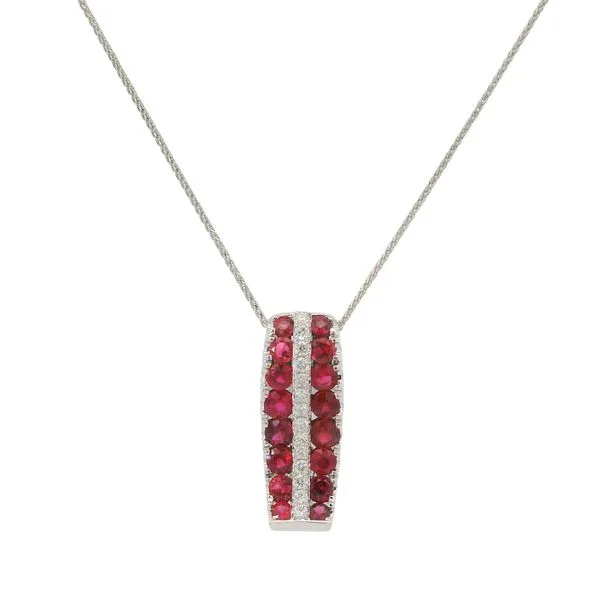 Ruby and Diamond Triple Row Necklace Van Adams Jewelers Snellville, GA