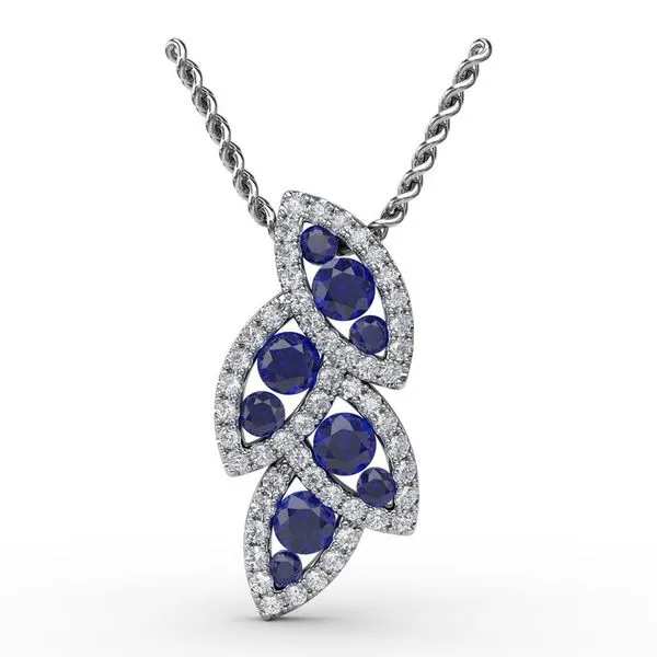 Glam Galore Sapphire and Diamond Leaf Pendant Van Adams Jewelers Snellville, GA