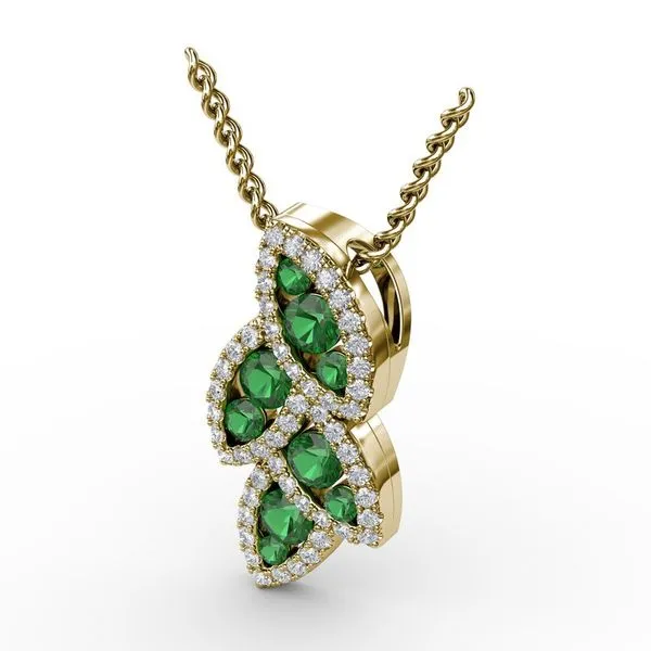 Glam Galore Emerald and Diamond Leaf Pendant Image 2 Van Adams Jewelers Snellville, GA