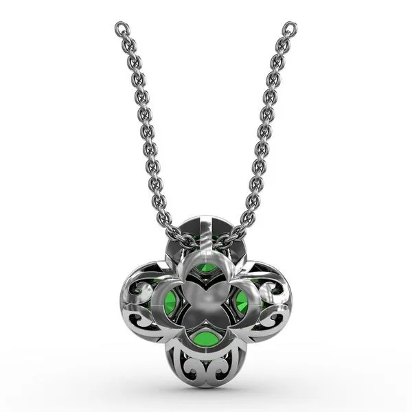 Flower Emerald and Diamond Pendant Image 3 Van Adams Jewelers Snellville, GA